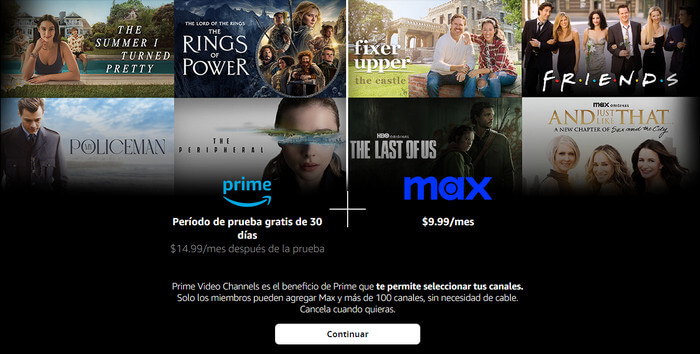 obtener prueba gratuita de max a través de Prime Video