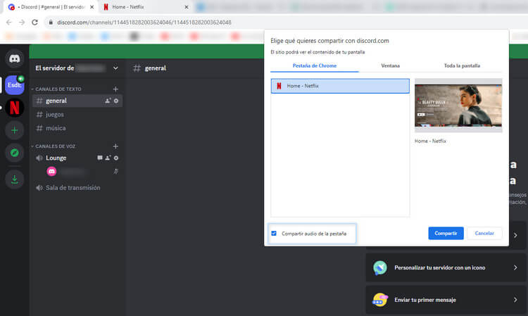 seleccione netflix en discord